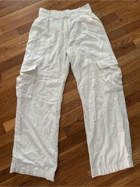 Abercrombie & Fitch Women's Cream Wide-Leg Cargo Pants